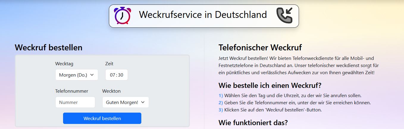 Telefonischer Weckdiesnt von weckrufe.de